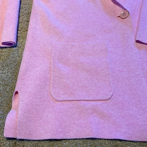 Talbots Knit Jacket Blazer Cotton Blend Single Button Blazer Shell Pink Size SP - Picture 5 of 11